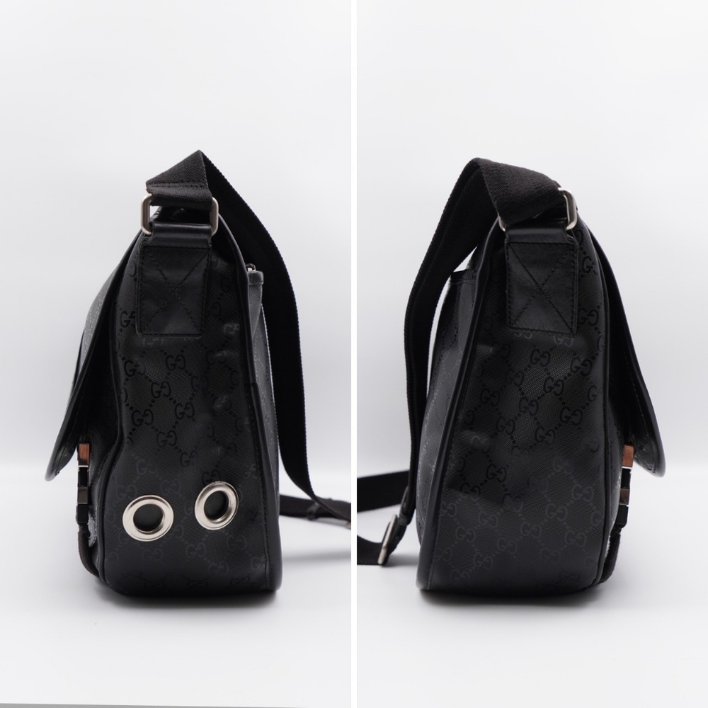 CB09 ❤️ Gucci GG 500 Web Double Buckle Messenger Bag - Picture 7 of 14